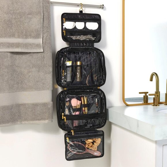 Joy Eco Luxe World Traveler Light and Chic Toiletry Case Black Gold Organizer - Picture 9 of 9